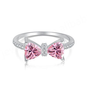 S925 plata esterlina dulce estilo femenino pulsera de princesa en forma de corazón con anillo de diamante de laboratorio Rosa anillos finos para mujeres estilo lindo - Product Image 6