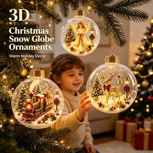 Adorno Navideño Acrílico 3D Vintage, Bola Brillante de Cristal Redonda para Colgar en el Árbol de Navidad, Decoración Navideña, Regalo Festivo - Product Image 4