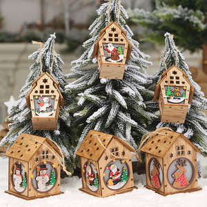 Wooden Christmas House with Lights, New Cross-Border Christmas Creative Assembled <b>Small</b> House <b>Ornament</b>, Illuminated Colorful - Product Image 4