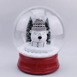 ขายส่งไฟ LED ตกแต่งคริสต์มาสลูกแก้วเครื่องประดับที่กำหนดเองลูกบอลหิมะกล่องดนตรีสำหรับตกแต่งบ้าน