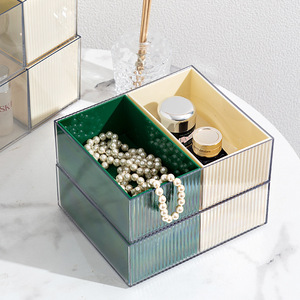 Transparent Divided Desktop Cosmetic <b>Storage</b> Box With Compartments Stackable Jewelry Lipstick Organizer For <b>Dressing</b> <b>Table</b> Dorm - Product Image 1