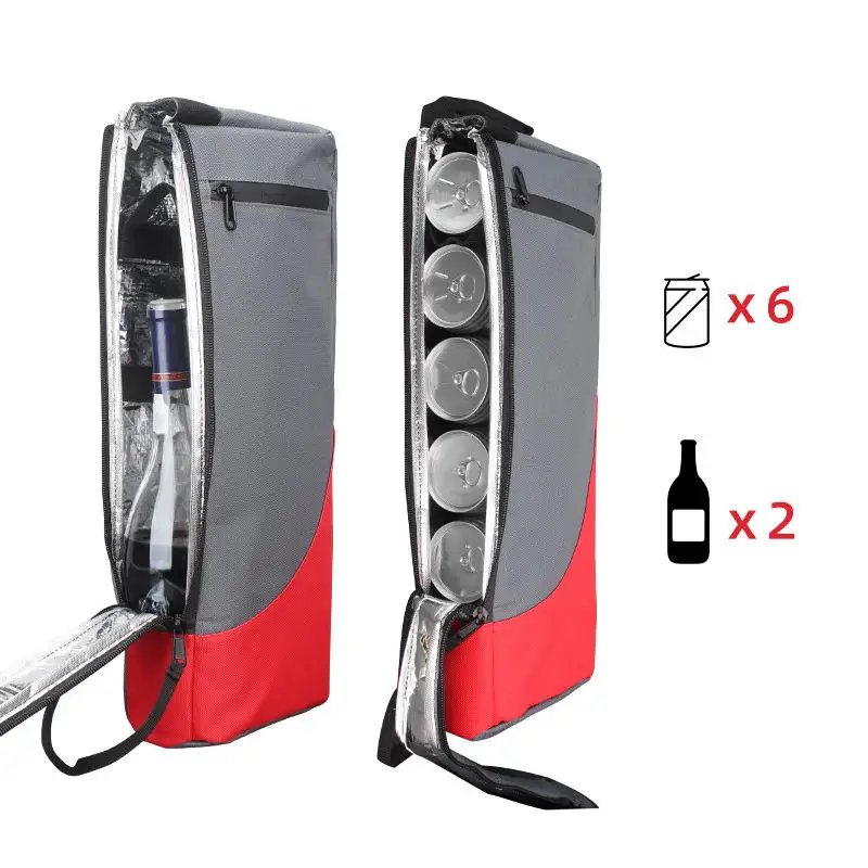 Saco refrigerador de vinho portátil para uso ao ar livre, 2 garrafas, refrigerado para golfe, 6 latas, pacote refrigerador de cerveja e cola, saco de piquenique com isolamento, ideal para venda