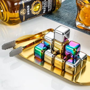 Ensemble de glaçons en acier inoxydable 304 pour vin, plaqué titane, pour whisky et vin importés, accessoire métallique - Product Image 1