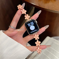 Elegante Correa de Metal con Flores para Reloj, Compatible con Apple Watch 38 40 41 42 44 45 49mm, Correa de Joyería para Mujer