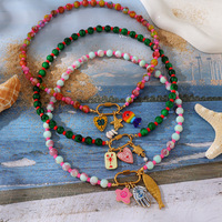 Collier ras-de-cou superposé perlé et coloré avec fermoir à vis ovale, pendentif étoile de mer et poisson, bijoux de plage d'été, vente en gros