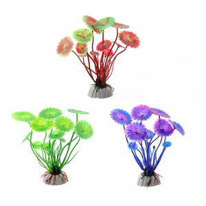 Plantes aquatiques artificielles en forme de feuille de <span class=keywords><strong>lotus</strong></span> avec base en céramique 10 cm, décorations de plantes sous-marines en PVC pour aquarium - Product Image 3