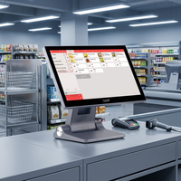 Terminal POS de 15.6 Pulgadas para Supermercado, con Windows 11, Soporte de Aluminio, Pantalla Táctil Capacitiva, Sistema POS en Venta