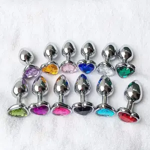 Sex edelstahl metal anal plug china set adult butt plug anal de coarzon riesig amethyst red heart with heart glass base