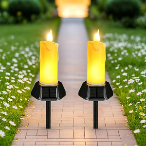 ALECTER Solar Flickering LED Candle <b>Lights</b> IP65 Waterproof Flameless <b>Light</b> Outdoor Decor <b>for</b> Lawn Yard <b>Pathway</b> Wedding Garden - Product Image 1