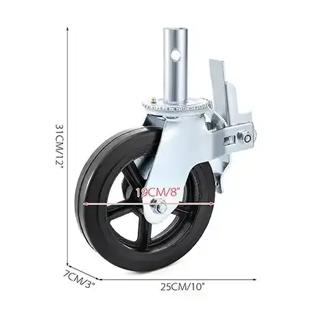 Roda do rodízio de nylon rodas resistentes andaimes 6 polegadas 8 polegadas rodas de borracha do rodízio do andaime