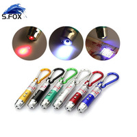 Pointeur laser 3 en 1 Mini lampe torche de poche LED UV porte-clés avec mousqueton