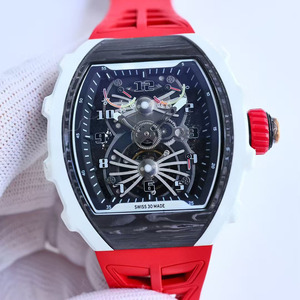 High-<b>end</b> designer custom-made carbon fiber dial power reserve display Tonneau-shaped Tourbillon men's sports watch - Product Image 1