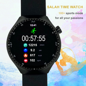 Montre connectée de sport musulmane Sunroad avec écran tactile AMOLED, musique, appels, fréquence cardiaque, direction de la Qibla, design élégant, légère, en métal - Product Image 5