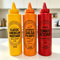 Bouteille en PP HDPE pour remplissage à chaud, contenant d'emballage plastique compressible pour sauces, 8oz 237ml 400ml 500ml 16oz, pour Ketchup, Pâte de piment, Mayonnaise