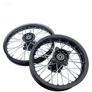 Ensemble de roues et jantes de moto tout-terrain 12/14/17 pouces, avant et arrière, moyeu de roue à rayons en aluminium noir pour moto tout-terrain 50-160CC CRF BBR XR - Product Image 3