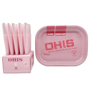 OHIS Cônes roulés roses de haute qualité de 108 mm 50 cônes dans une boîte avec un plateau gratuit Papier organique à combustion lente Cônes OEM magasin de fumée - Product Image 5
