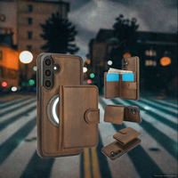 Étui de téléphone portable en cuir souple MUGE détachable 2-en-1 avec porte-cartes et chargement magnétique sans fil pour A15 A55 A72 5G