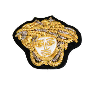 インドのシルク刺Embroideryブローチゴールドワイヤー手刺Embroideryバッジピンブレザーユニフォームショルダーカラーカスタム地金パッチ - Product Image 4