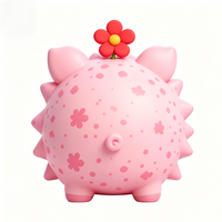 Figurine de cochon rose en plastique écologique promotionnelle avec motif floral, jouet personnalisé, poupée de dessin animé peinte sur mesure, modèle OEM, personnalisable pour bureau