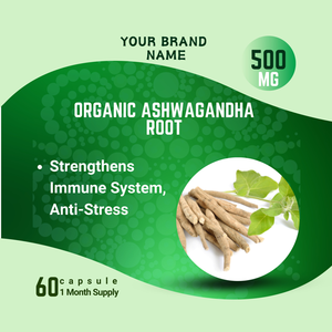 Cápsulas de extracto de hierbas de raíz de Aswagandha orgánica soporte natural para un sistema nervioso saludable directo de la India Etiqueta Privada - Product Image 2