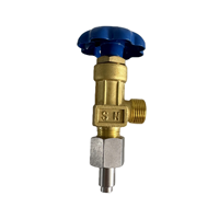 Vanne à aiguille angulaire en laiton, volant bleu, filetage mâle, adaptateur en acier inoxydable, vanne à aiguille angulaire d'instrumentation