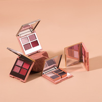 Palette de fards à paupières pour femmes, 4 teintes, poudre longue tenue, pas cher, fini mat et pailleté, en plastique