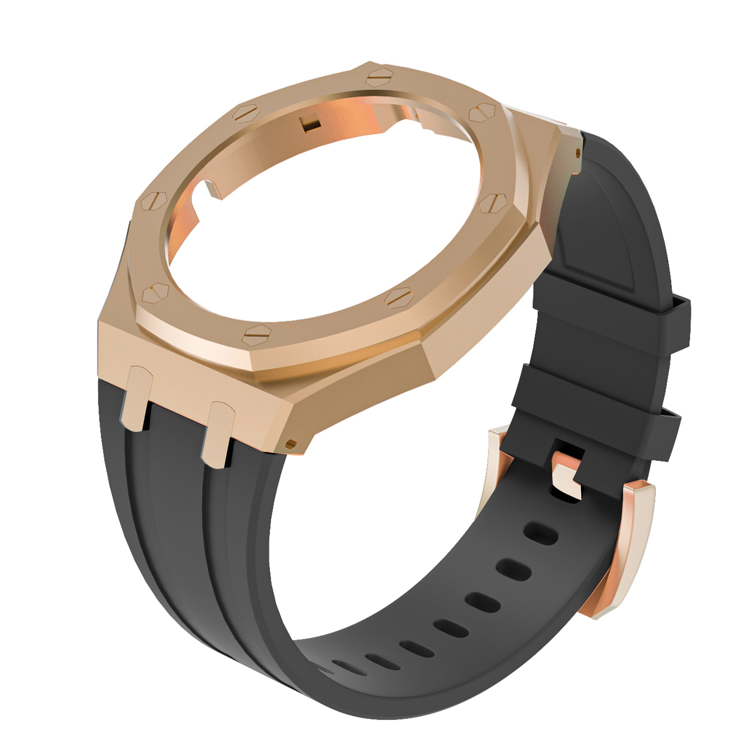 Bracelet en silicone or rose et noir