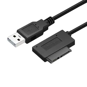 USB2.0至迷你Sata II 7 + 6 13针适配器转换器电缆超薄Sata 13针适配器驱动电缆线，适用于笔记本电脑光盘