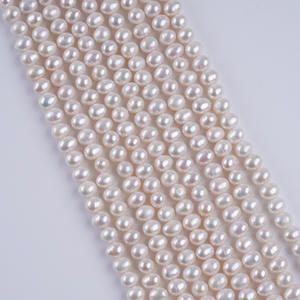 Perles d'eau douce blanches naturelles de 5-6 mm, perles à poinçonner pour la fabrication de bijoux faits main, produits semi-finis en gros - Product Image 4