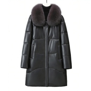 Veste longue en peau de mouton pour femme Boying avec garnissage en duvet de canard blanc, col en fourrure de renard, vêtements <span class=keywords><strong>d</strong></span>'extérieur chauds <span class=keywords><strong>d</strong></span>'hiver, teinture, ODM / OEM - Product Image 5