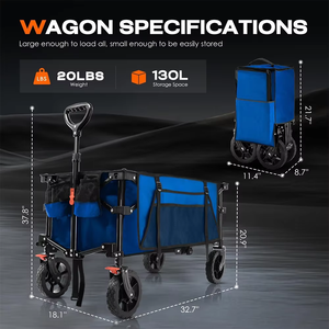 Portable folding <b>cart</b> heavy-duty utility ATV grocery <b>cart</b> adjustable handling <b>garden</b> - Product Image 4