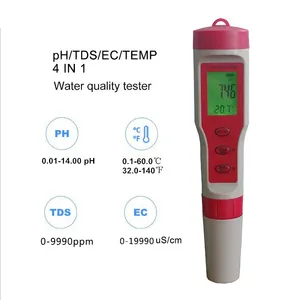 Medidor de ph tds ec, 4 en 1, sonda de ph con retroiluminación