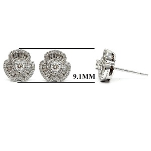 KOK Chine prix d'usine précieux bijoux exportateur 18k solide or blanc véritable Baguette diamant trèfle boucles d'oreilles pour femme - Product Image 2