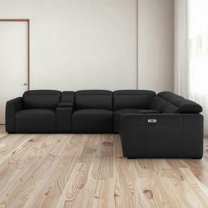 Set Sofa malas listrik bagian Modern kulit asli Modular pengisi daya dapat diperpanjang Hotel Vila furnitur teater Rumah - Product Image 3