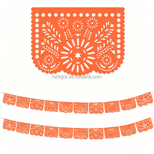 Pancarta de Plástico Decorativa para <span class=keywords><strong>Fiesta</strong></span> Mexicana de <span class=keywords><strong>la</strong></span> Cosecha de Maíz, Papel Picado Naranja, <span class=keywords><strong>Fiesta</strong></span> de <span class=keywords><strong>la</strong></span> Cosecha - Product Image 1