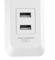 Stop Kontak Horizontal 6 Lubang NEMA5-15P dengan Soket Ekstensi USB untuk Kantor, Pelindung Lonjakan Arus 980J, Indikator LED
