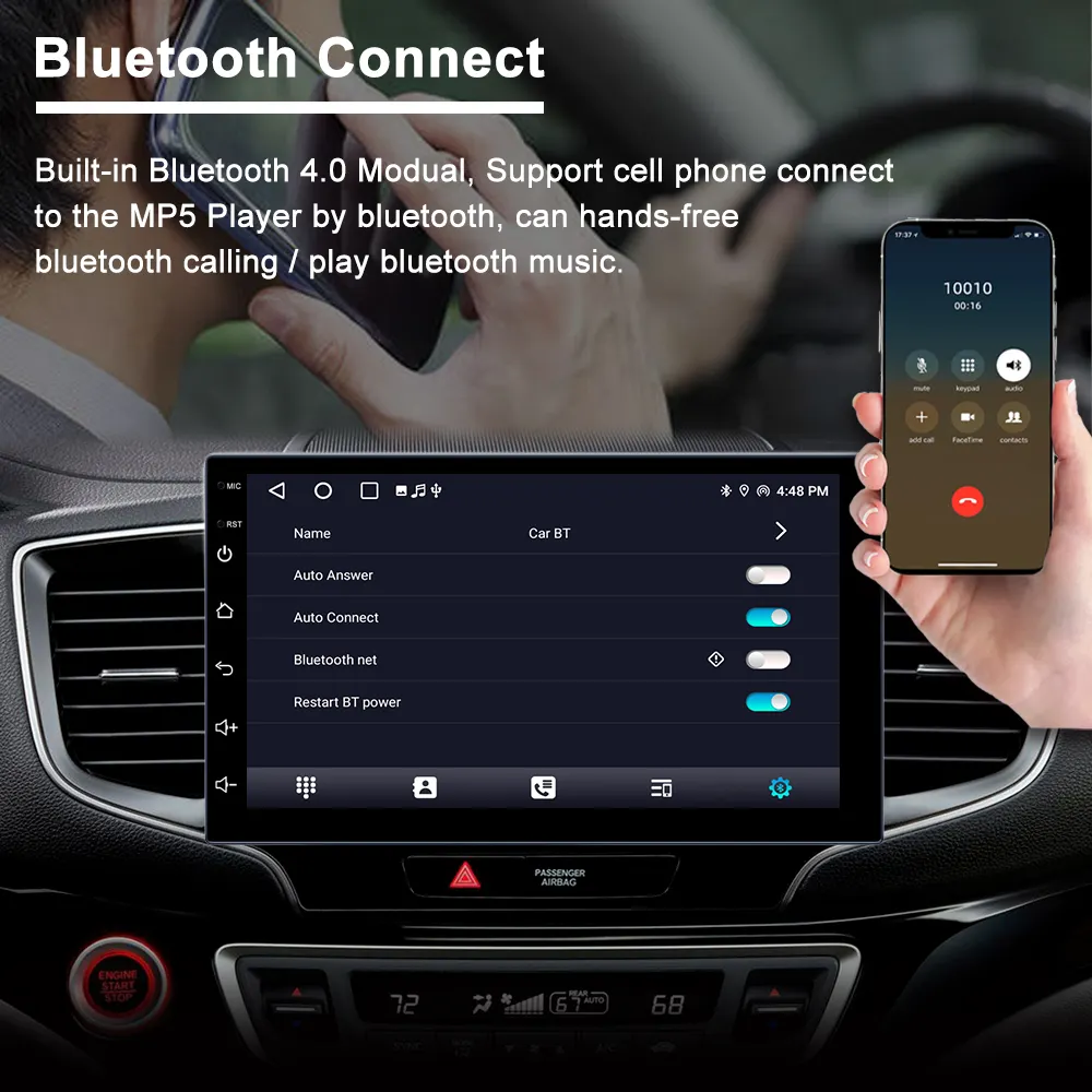 مشغل راديو سيارة أندرويد للسيارة 7 9 10 بوصة 2 Din مرآة Link FM BT GPS ملاحة WIFI 2 + 32GB Carplay