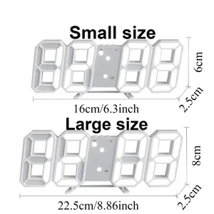 Réveil numérique 3D à LED Horloge de bureau à domicile Décoration Horloge murale électronique Décorations de bureau Décoration de table de chevet de chambre à coucher - Product Image 2