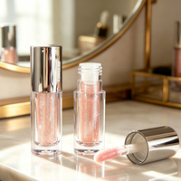 Tubes de brillant à lèvres transparents argentés, contenants de baume à lèvres de luxe, emballage cosmétique personnalisé avec logo