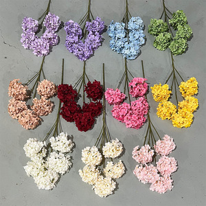 <b>Artificial</b> <b>Hydrangea</b> Flowers 5 Heads Silk Flower Wedding Decoration Outdoor Home Decor Handmade Injection Molding - Product Image 2