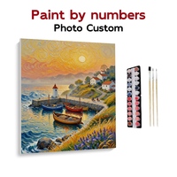 Kit de Peinture par Numéros sur Toile, Art Mural, Bateau de Pêche, Port, Coucher de Soleil, Phare, Paysage Marin, Dropshipping, Vente en Gros