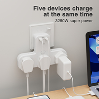 Prise de table double Type-C à charge rapide 45W, 3 prises UK, protection contre les surtensions 13A, rallonge multiprise