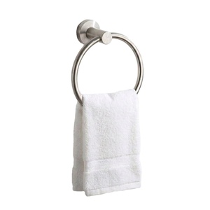 Porte-serviette rond mural en acier inoxydable brossé moderne pour salle de bain - Product Image 1