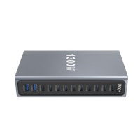Pengisi Daya Desktop Universal Berkualitas Tinggi 10C2A QC3.0 140W 30W Pengisi Daya GaN PD 1300W 12 Port untuk Laptop EU USA AU UK