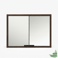 Armoire de salle de bain murale traditionnelle en bambou avec 2 portes battantes, étagères de rangement écologiques et peu encombrantes