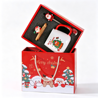 Ensemble de tasses en céramique créatives pour Noël avec motif Père Noël, résistantes aux hautes températures, boîte cadeau incluant tasse, couvercle et cuillère