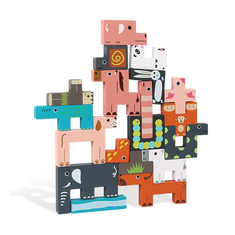 Puzzle animal mignon jouets blocs russes planches de puzzle 3D puzzles éducatifs bricolage en bois Tangram pour enfants unisexe