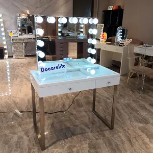 Stokta büyük! Docarelife çocuk odası mobilyaları köşe makyaj 2 çekmeceli dresser paslanmaz ayaklı