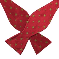 Nœud Papillon Rouge Doré à Nouer Soi-même, Vente en Gros, Réglable, Vintage, 100% Soie, Tissé Sur Mesure, Personnalisé pour Homme