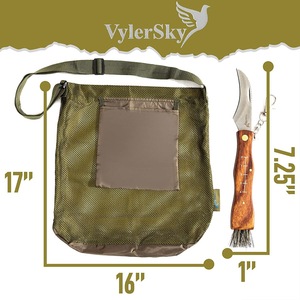 Bolsa para recolección de hongos, de malla verde oliva, portátil, con bolsillo para uso en exteriores - Product Image 5